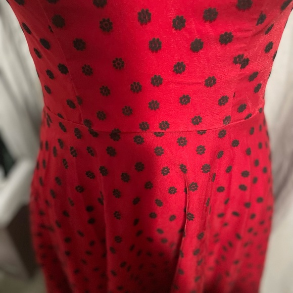 Rebel Love Red Dress with Floral Sheer Overlay - Picture 5 of 8